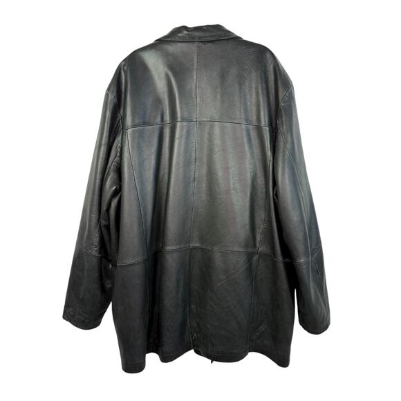 Wilsons Leather Pelle Studio Black Long Sleeve Button Front Coat Mens Sz 3XLT - Picture 2 of 16